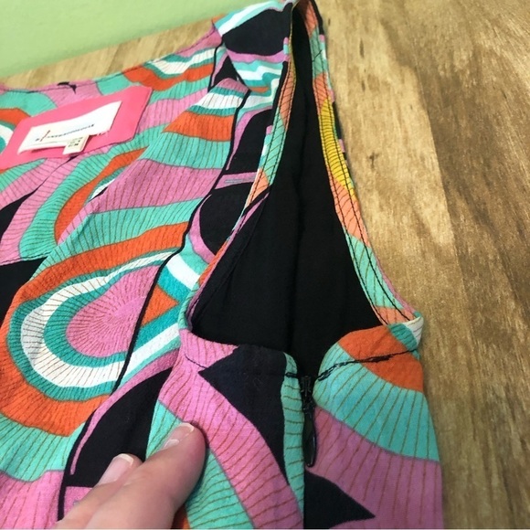 Anthropologie Kenzie Asymmetrical Geometric Multicolor Retro Dress Size 6 Small - Picture 2 of 8